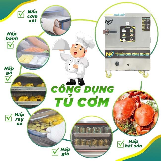 Công dụng tủ nấu cơm gas 