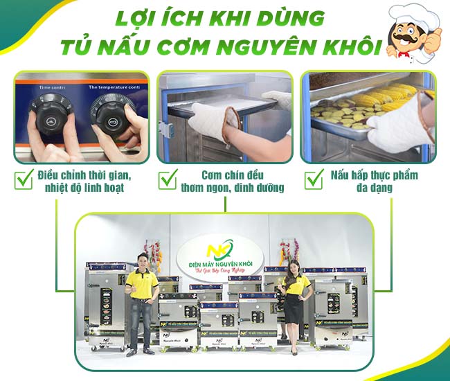 Lý do nên sử dụng tủ nấu cơm 6 khay điện gas 