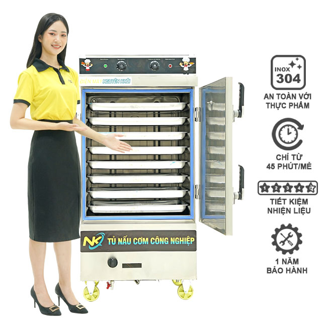 Tủ nấu cơm 8 khay điện gas NK-8KDGL
