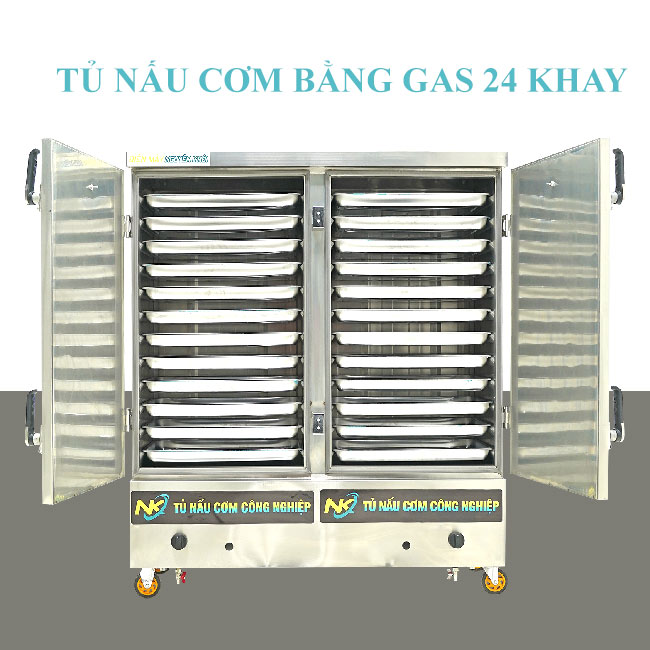 Tủ gas nấu cơm công nghiệp 24 khay