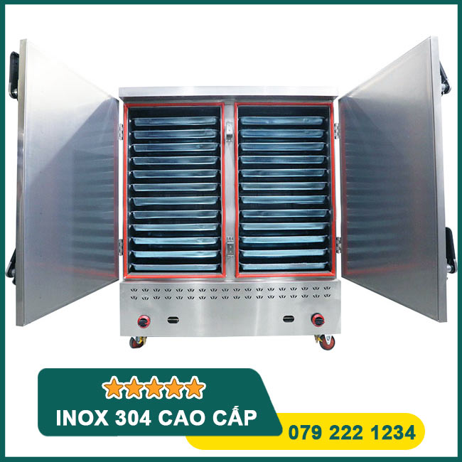 Tủ cơm công nghiệp 24 khay gas