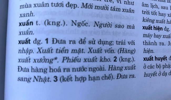 Định nghĩa của từ xuất 