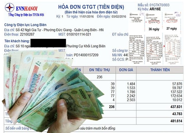 Hóa đơn tiền điện hằng tháng