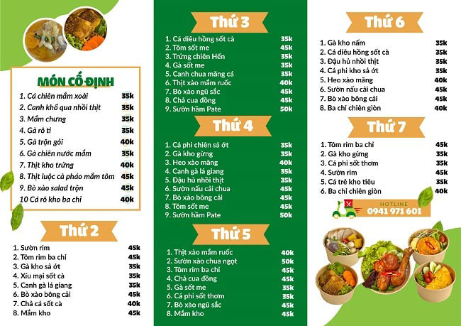 Lên menu món ăn đa dạng, menu quán cơm văn phòng