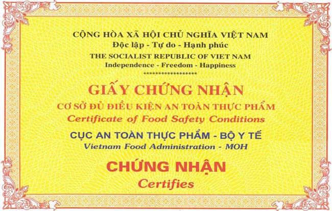 Mở quán cơm cần làm đầy đủ giấy tờ pháp lý, Giấy chứng nhận vệ sinh thực phẩm