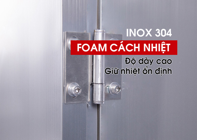 Thành tủ cách nhiệt 3 lớp dày dặn, inox 304