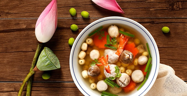 Canh nấm hạt sen dinh dưỡng, canh nấm