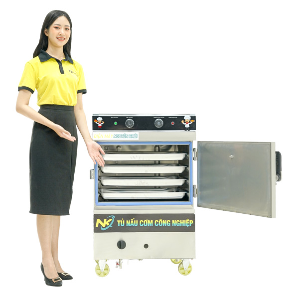 Tủ nấu cơm 4 khay điện gas có điều khiển NK-4KDGL