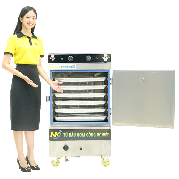 Tủ nấu cơm 6 khay điện gas có điều khiển NK-6KDGL