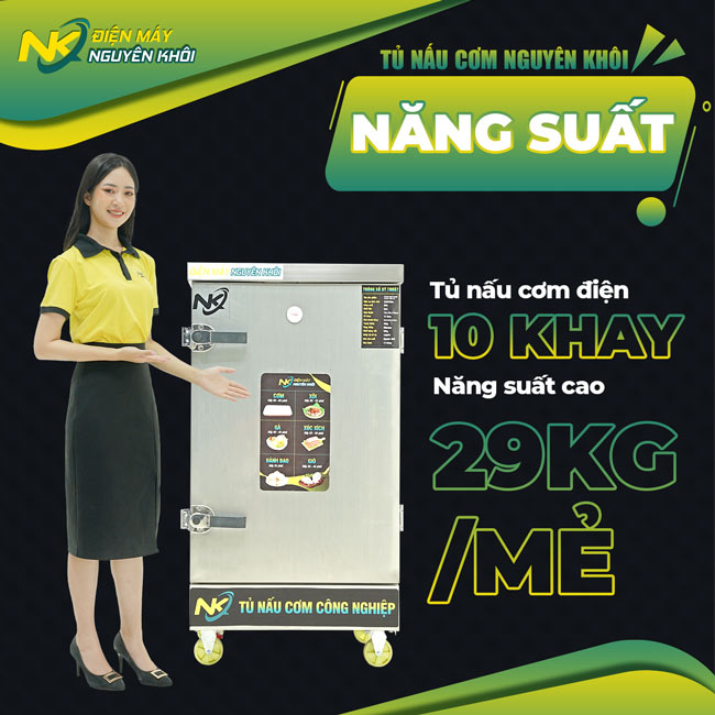 Năng suất chiếc tủ điện nấu cơm 10 khay