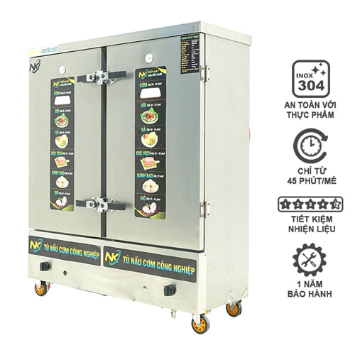 Tủ cơm công nghiệp 24 khay Gas + Điện