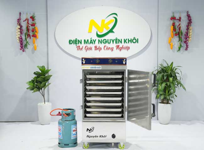 Tủ nấu cơm 8 khay điện gas 