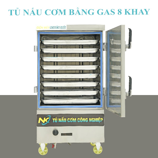 Tủ cơm công nghiệp 8 khay gas
