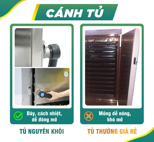 Cánh tủ hấp cơm inox 304 cao cấp và kết cấu thành 3 lớp