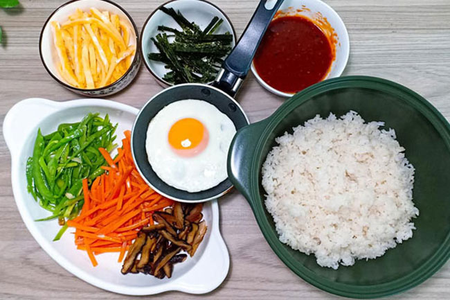 Nguyên liệu làm cơm trộn lười Bibimbap