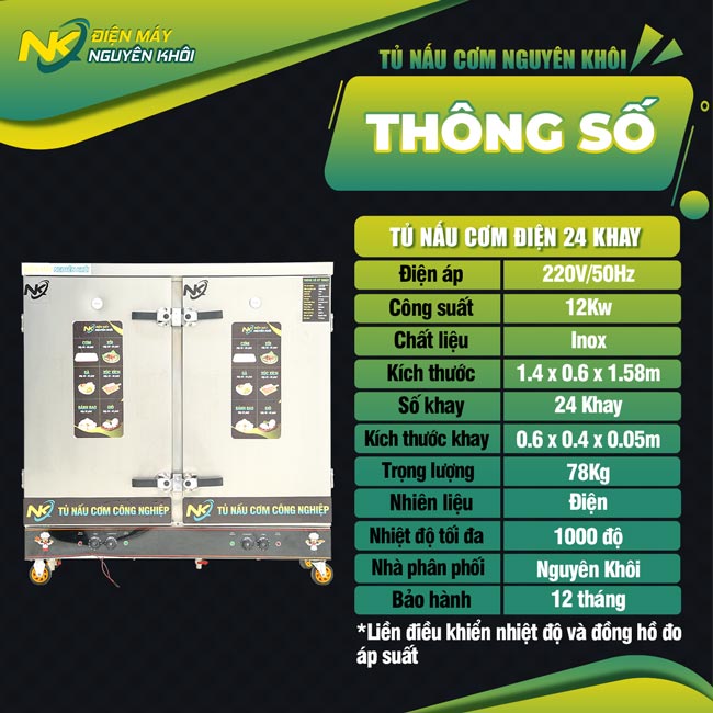 Thông số của tủ cơm 24 khay