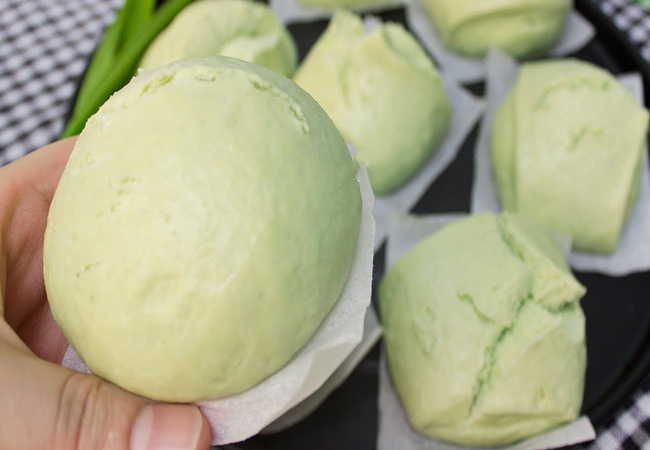 bánh bao lá dứa chay