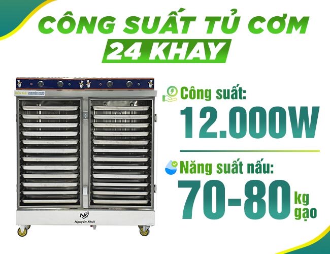 Năng suất tủ cơm 24 khay 