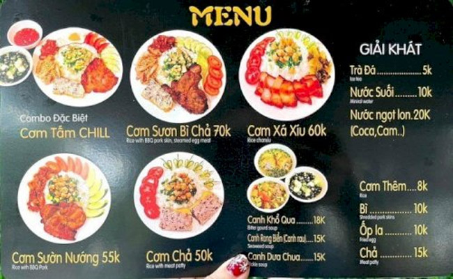 Menu 1 tờ 