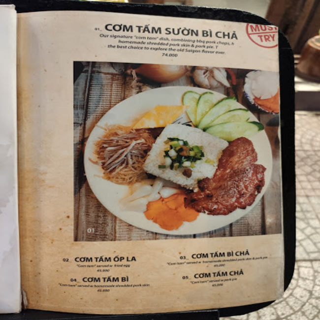 Menu dạng cuốn 