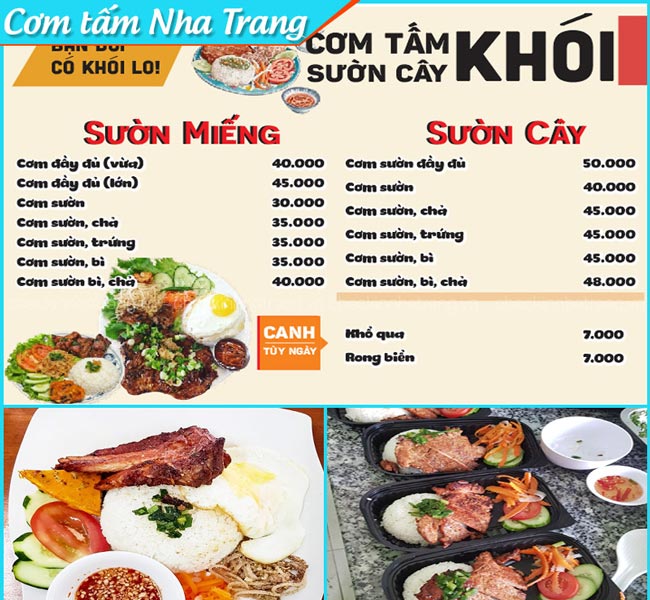 Thực đơn quán cơm tấm nhiều màu sắc 