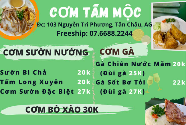 Menu cơm tấm màu xanh lá 