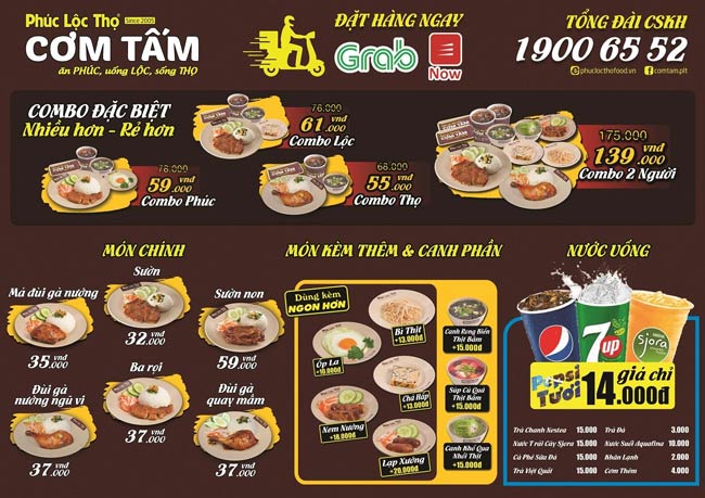 Menu quán cơm tấm kèm nhiều ảnh minh họa 