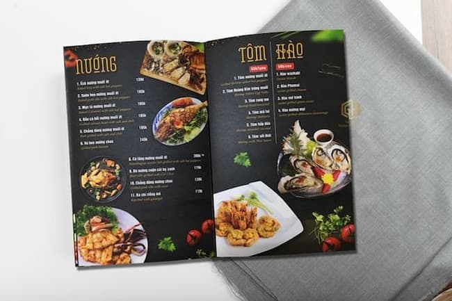 Lên menu và bảng giá chi tiết