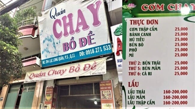 Quán cơm chay Bồ Đề